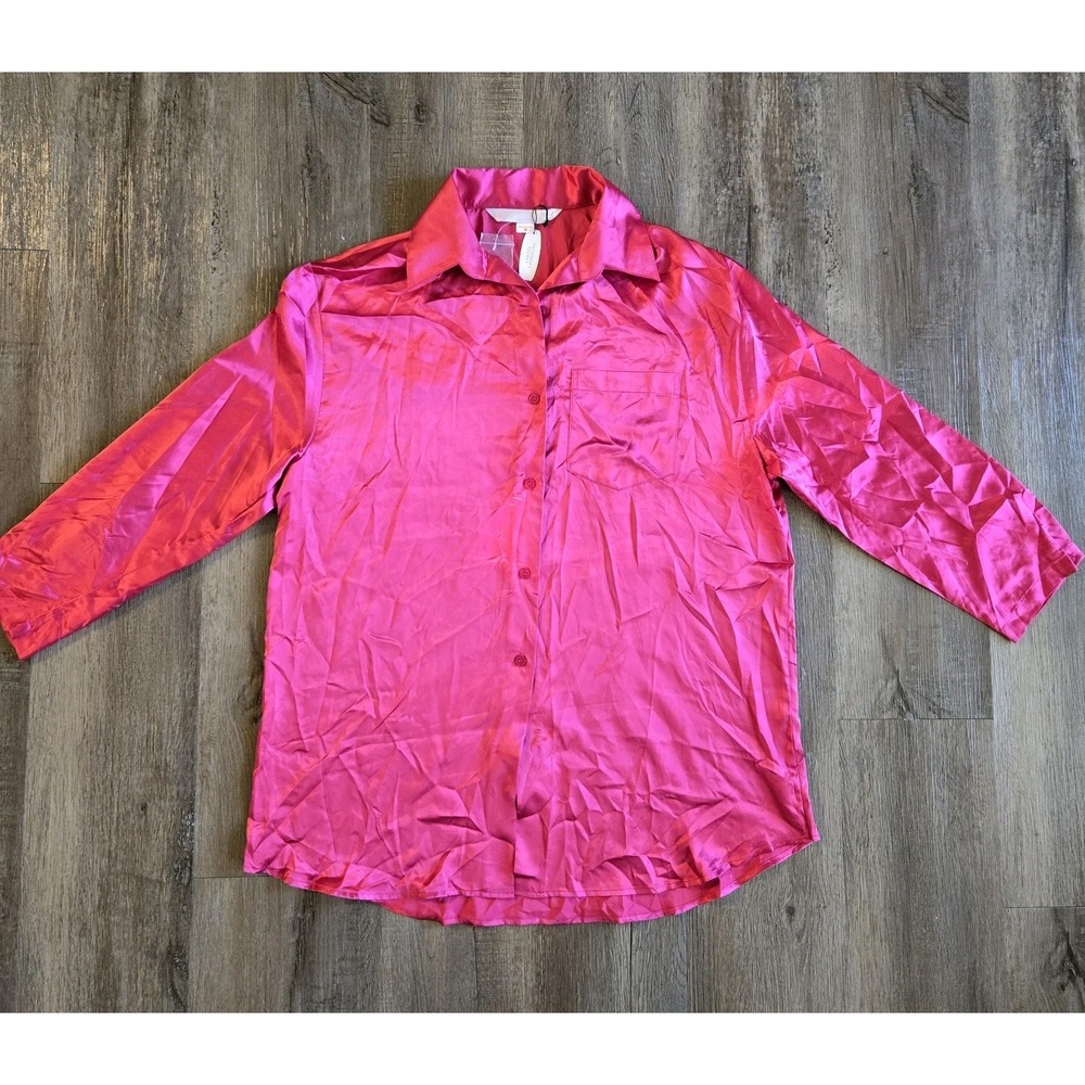 Victoria Secret Pink Boyfriend Sleep Shirt Button Up Size Medium NWT Cheeky